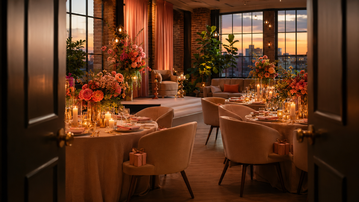 Beautiful event space prepared and waiting for guests